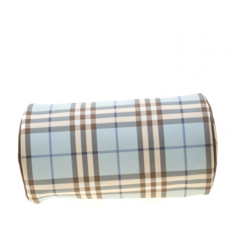 Pre Owned Burberry Blue/Brown Nova Check PVC Boston Bag