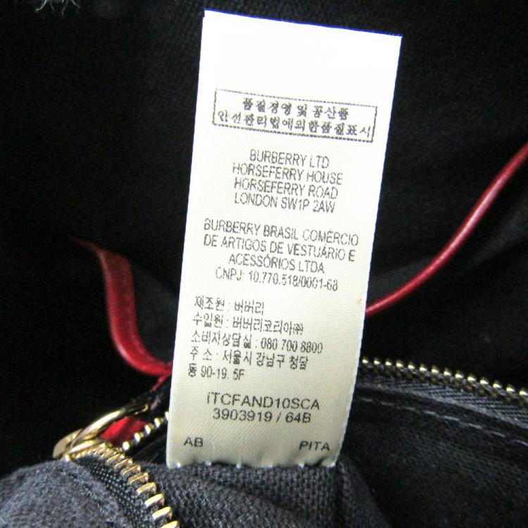 مملوكة مسبقًا Burberry Tricolor Canvas Leather Boston Bag 