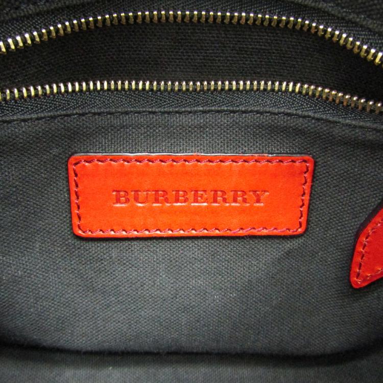 مملوكة مسبقًا Burberry Tricolor Canvas Leather Boston Bag 
