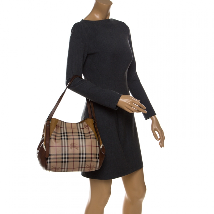 Burberry Black/Beige Haymarket Check Coated Canvas and Leather Small  Canterbury Tote Burberry