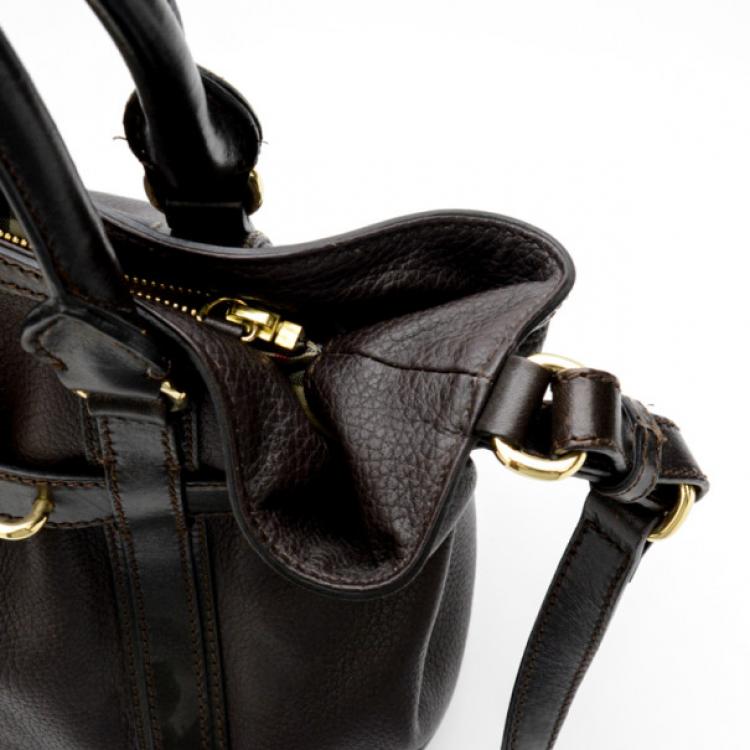 Pre Owned Burberry Black Leather Top Handle Bag