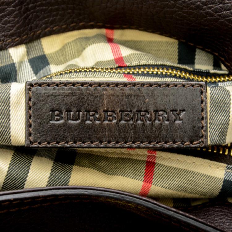 Pre Owned Burberry Black Leather Top Handle Bag