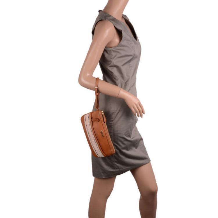 Pre Owned Burberry Calf Leather Rope Webbing Fuller Wristlet