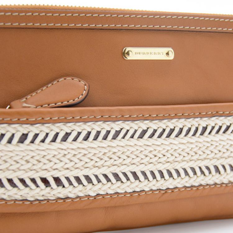 Pre Owned Burberry Calf Leather Rope Webbing Fuller Wristlet