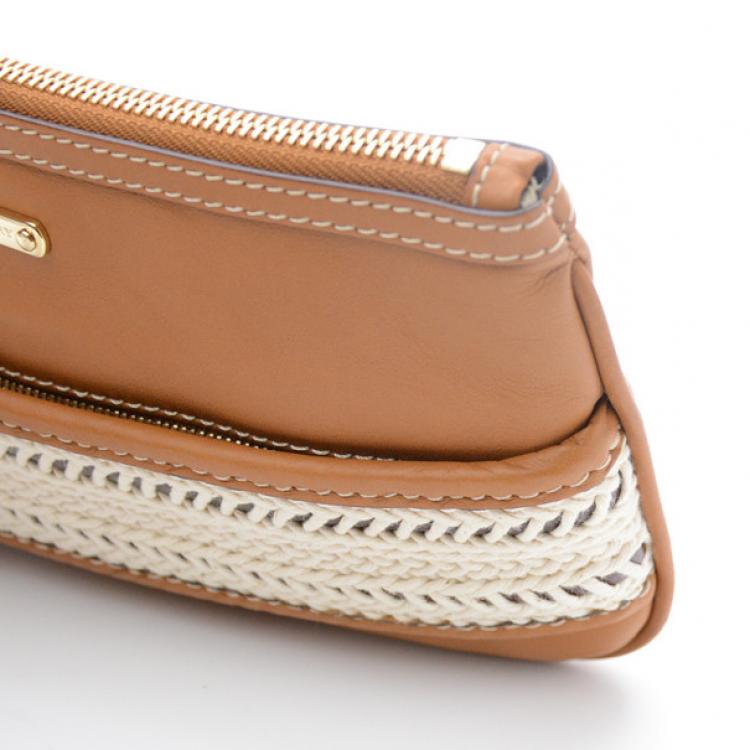 Pre Owned Burberry Calf Leather Rope Webbing Fuller Wristlet