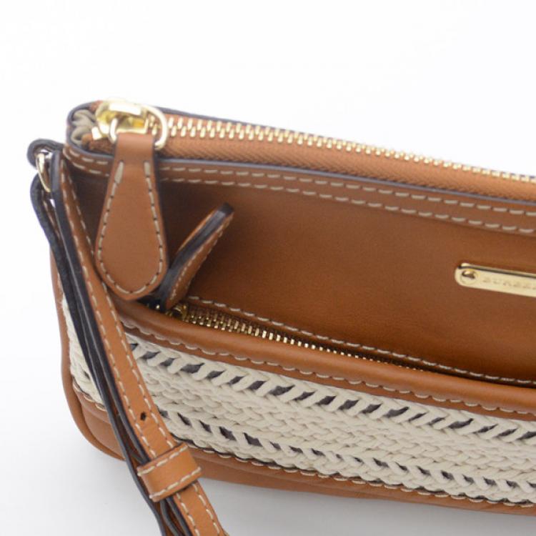Pre Owned Burberry Calf Leather Rope Webbing Fuller Wristlet