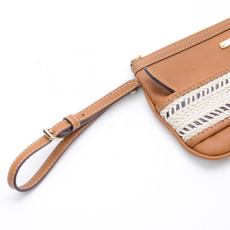 Pre Owned Burberry Calf Leather Rope Webbing Fuller Wristlet