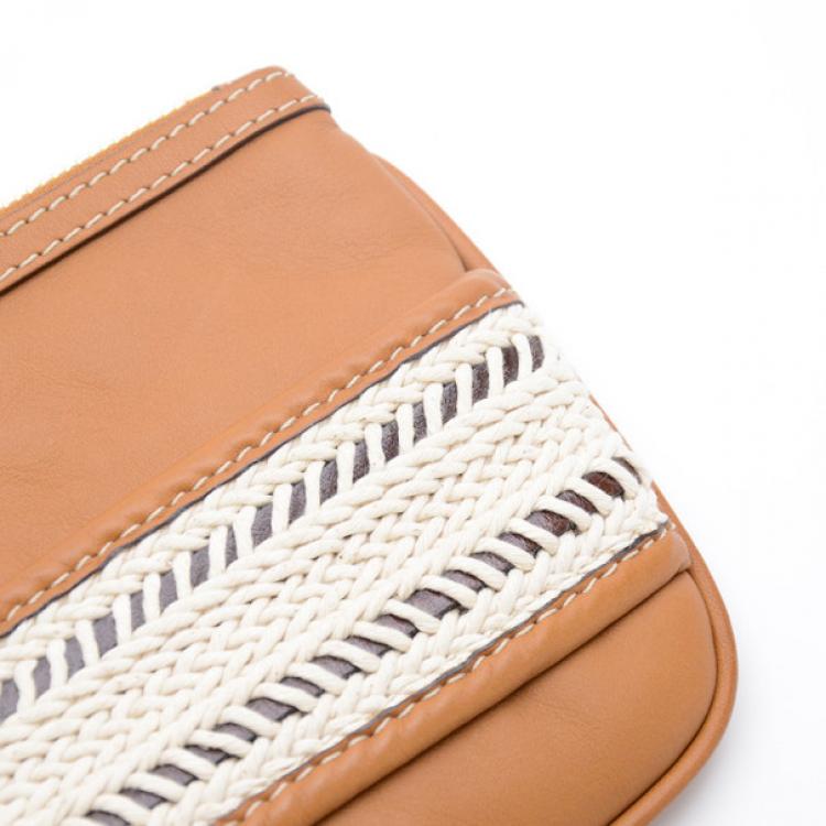 Pre Owned Burberry Calf Leather Rope Webbing Fuller Wristlet