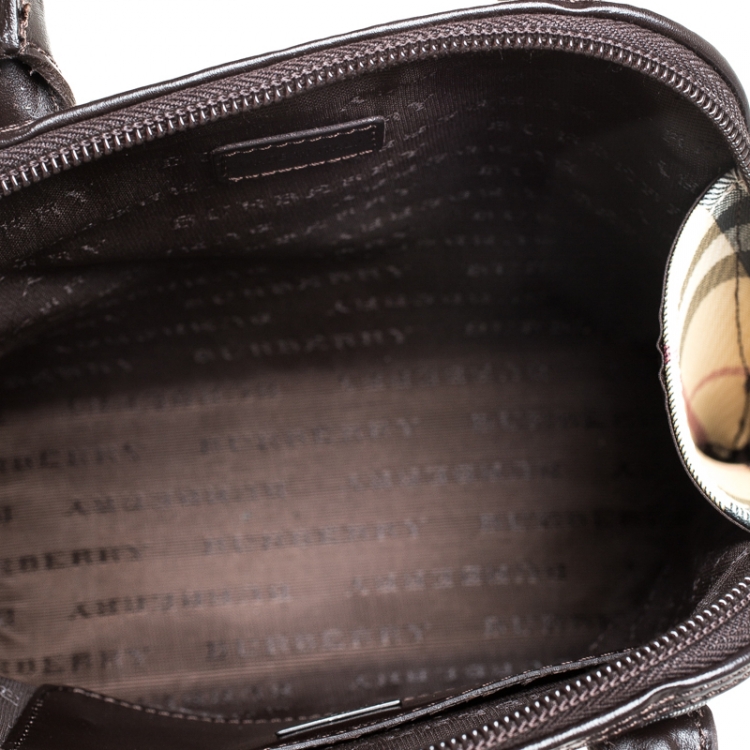 Pre Owned Burberry Beige/Brown House Check PVC Pochette 