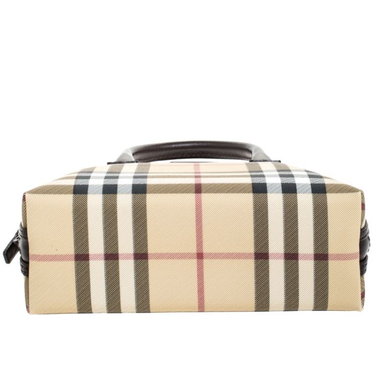 Pre Owned Burberry Beige/Brown House Check PVC Pochette 