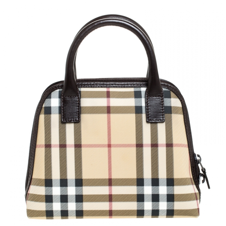 Pre Owned Burberry Beige/Brown House Check PVC Pochette 