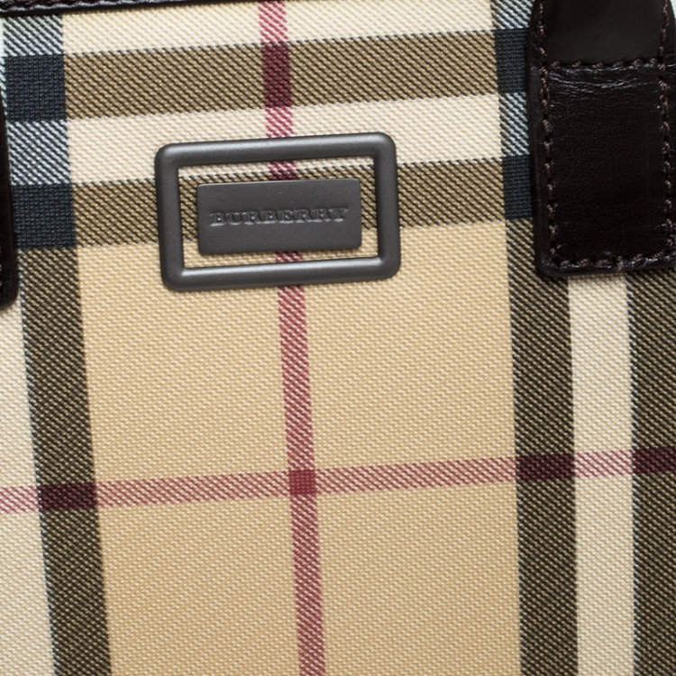 Pre Owned Burberry Beige/Brown House Check PVC Pochette 