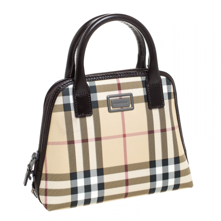 Pre Owned Burberry Beige/Brown House Check PVC Pochette 