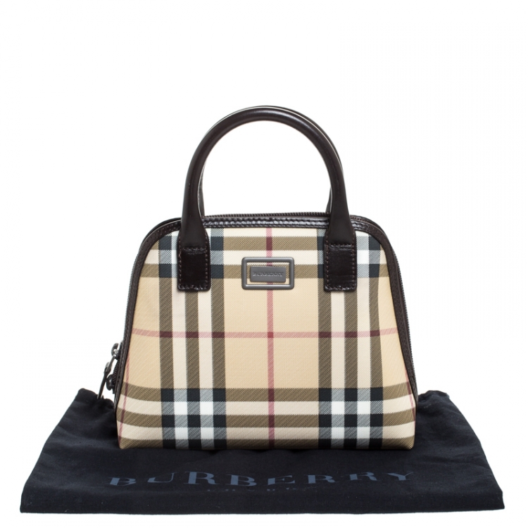 Pre Owned Burberry Beige/Brown House Check PVC Pochette 