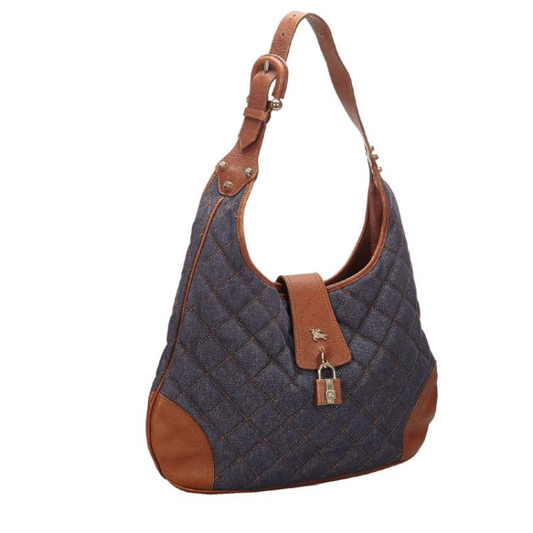 Burberry Blue/Brown Quilted Denim Brooke Hobo Bag Burberry | TLC