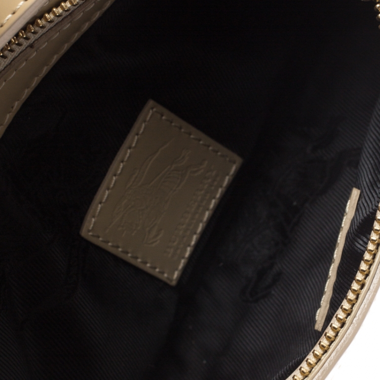 Pre Owned Burberry Beige Nylon and Patent Leather Pochette