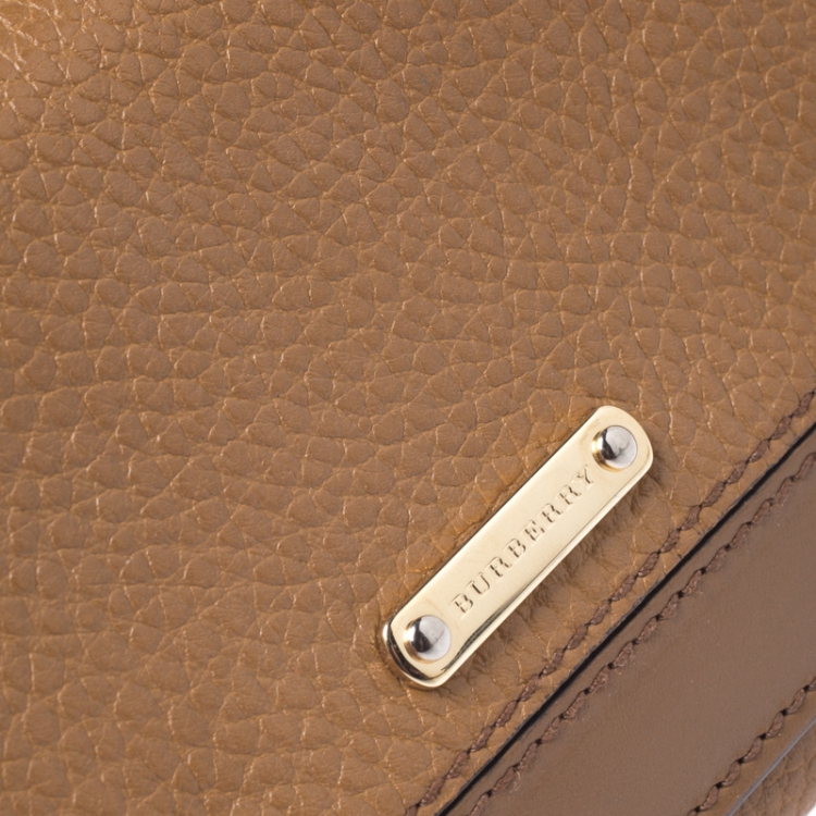 Pre Owned Burberry Tan Leather Flap Continental Wallet