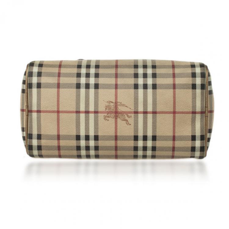 Pre Owned Burberry Haymarket Check Boston Satchel Handbag