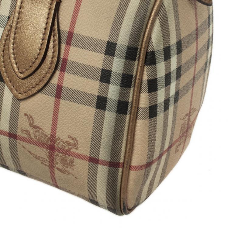 Pre Owned Burberry Haymarket Check Boston Satchel Handbag