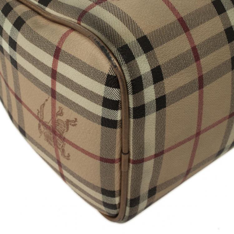 Pre Owned Burberry Haymarket Check Boston Satchel Handbag