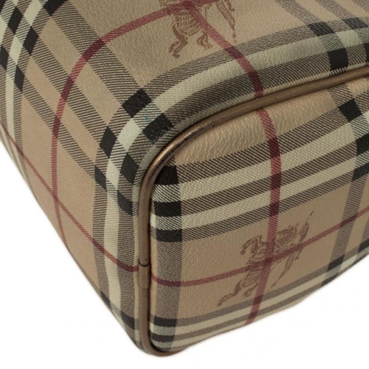 Pre Owned Burberry Haymarket Check Boston Satchel Handbag