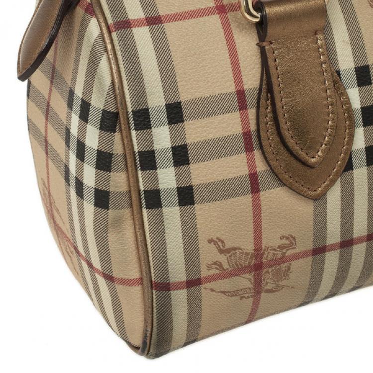 Pre Owned Burberry Haymarket Check Boston Satchel Handbag