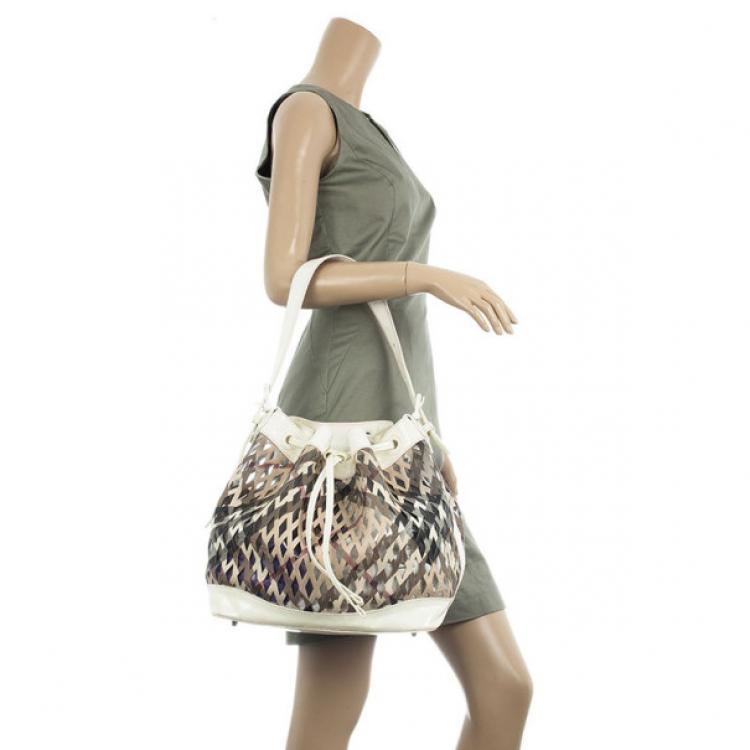 Pre Owned Burberry Nova Check Net Drawstring Bag