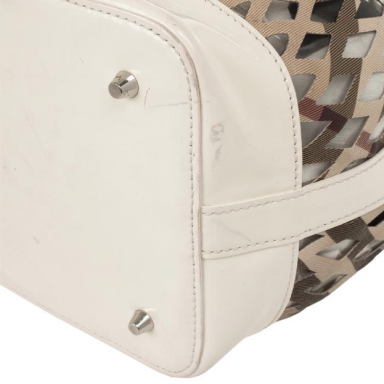 Pre Owned Burberry Nova Check Net Drawstring Bag