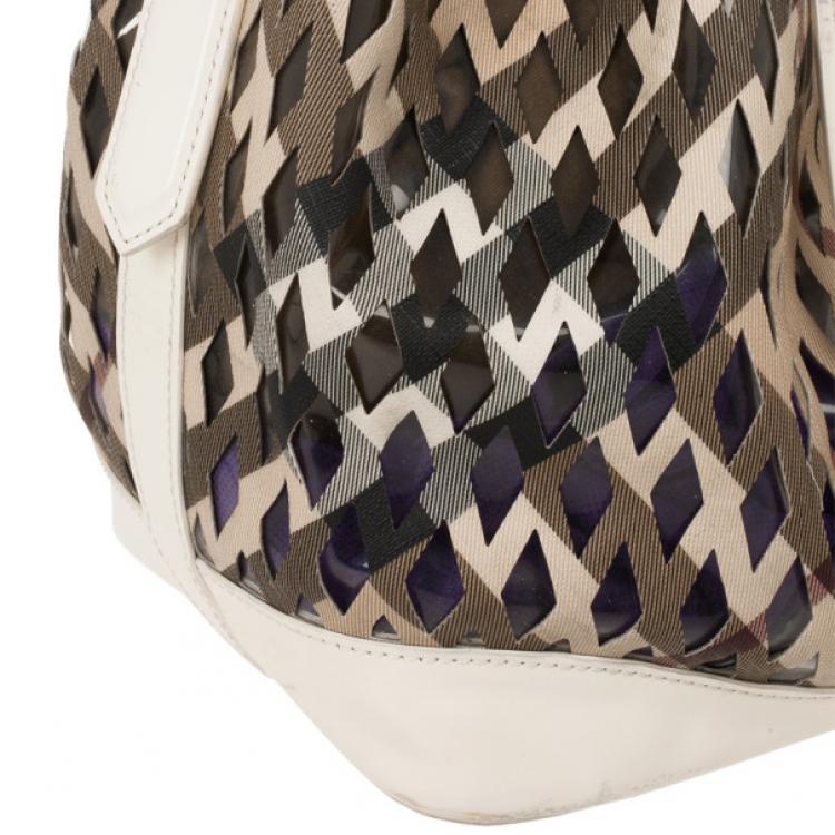 Pre Owned Burberry Nova Check Net Drawstring Bag