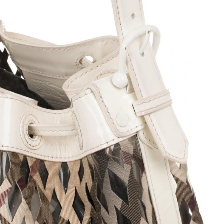 Pre Owned Burberry Nova Check Net Drawstring Bag