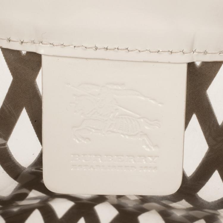 Pre Owned Burberry Nova Check Net Drawstring Bag