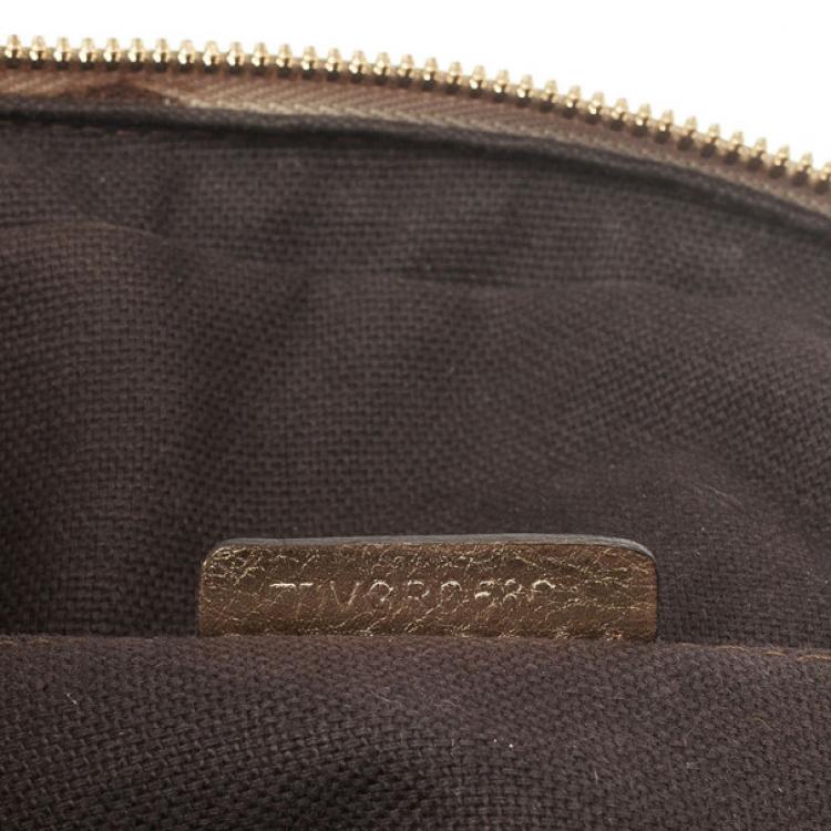 Pre Owned Burberry Metallic Gold Woven Top Handle Bag
