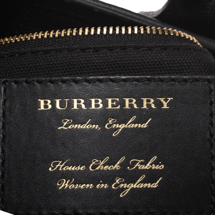 Pre Owned Burberry Black Leather and House Check Fabric Baby Banner Tote