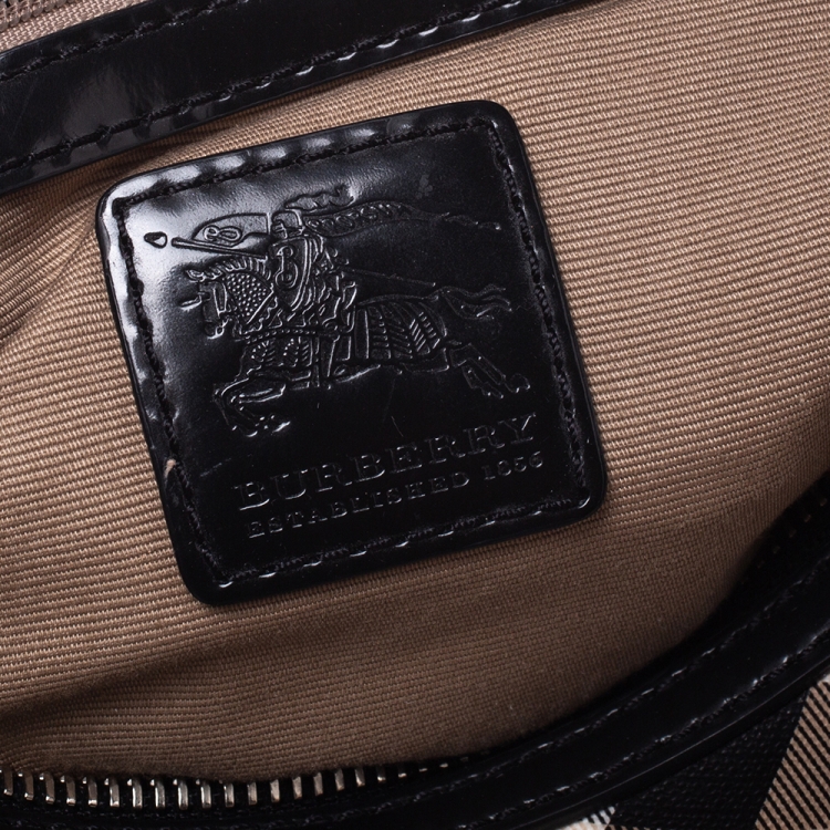 Pre Owned Burberry Beige/Black Nova Check PVC Chester Boston Bag