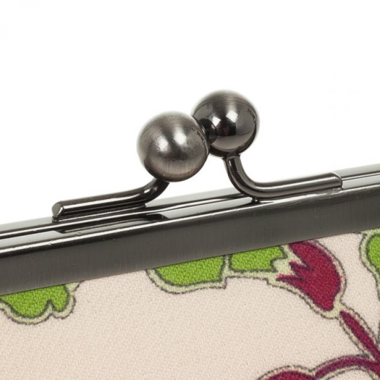 Pre Owned Burberry Floral Canvas Framed Evening Bag