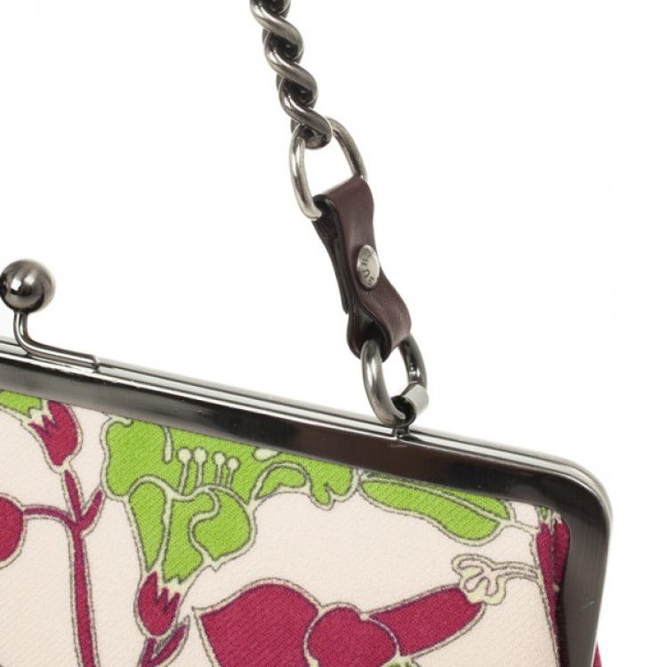 Pre Owned Burberry Floral Canvas Framed Evening Bag