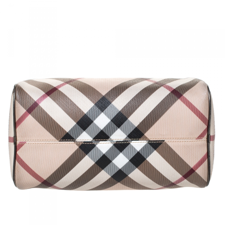 Pre Owned Burberry Beige/Metallic Nova Check PVC Chester Boston Bag