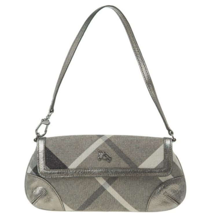 Burberry Grey Shimmer Check Wristlet Burberry | The Luxury Closet