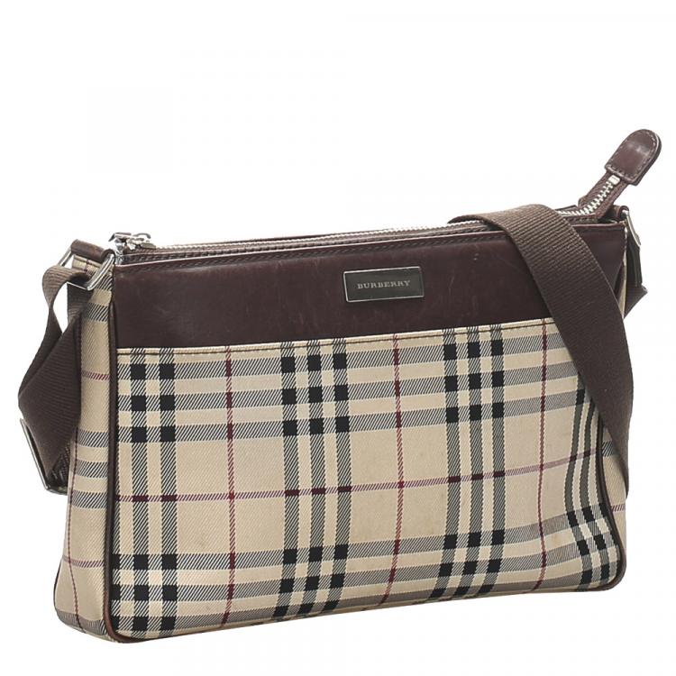 burberry check canvas crossbody bag