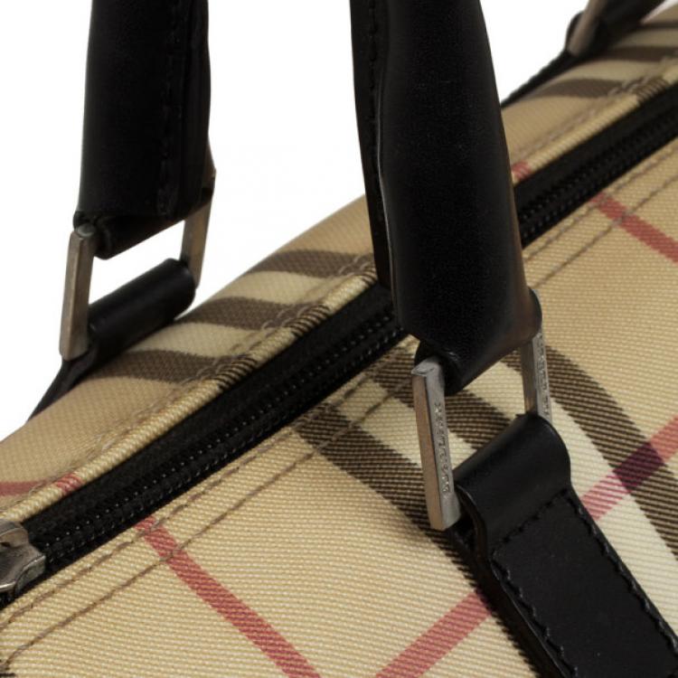 Pre Owned Burberry Brown Nova Check Bowling Bag