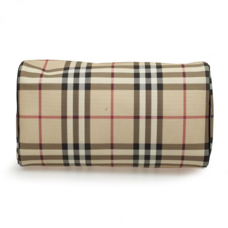 Pre Owned Burberry Brown Nova Check Bowling Bag