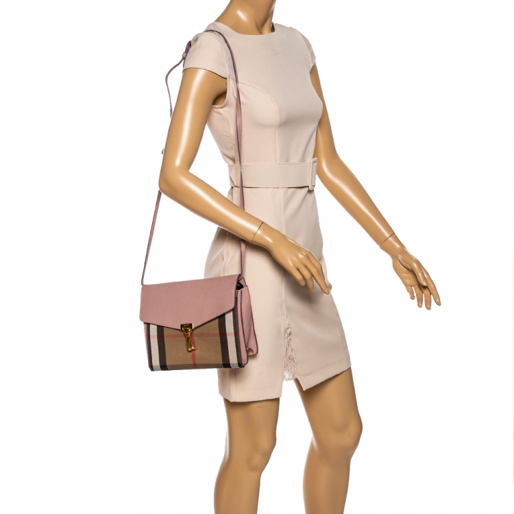 Burberry Pink House Check Canvas and Leather Macken Crossbody Bag Burberry  | TLC