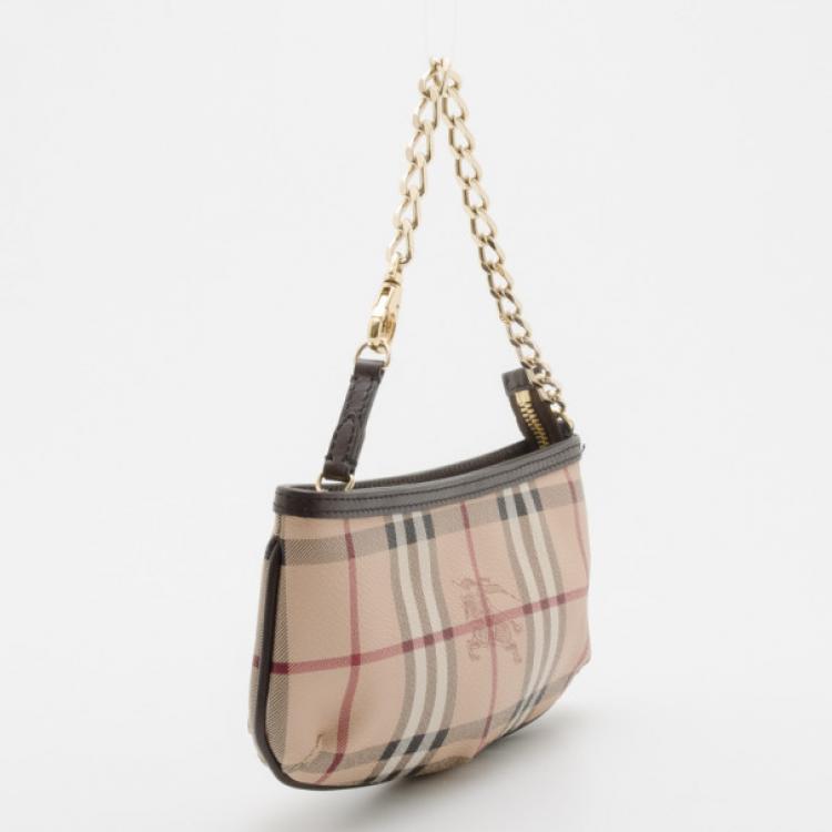 Pre Owned Burberry Haymarket Check Chain Link Wristlet