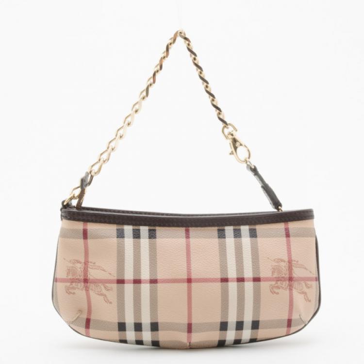 Pre Owned Burberry Haymarket Check Chain Link Wristlet