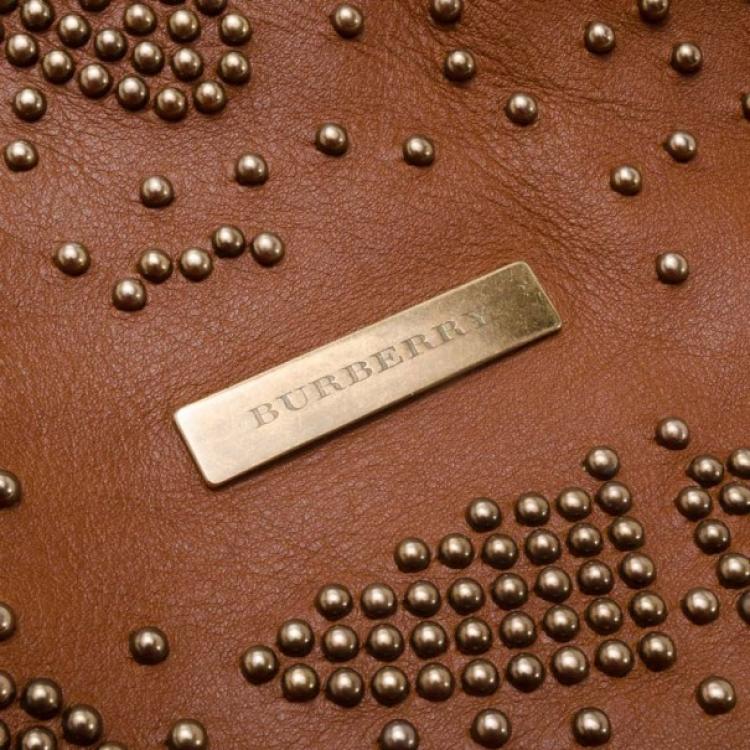 Pre Owned Burberry Tan Leather Studded Heart Bag 