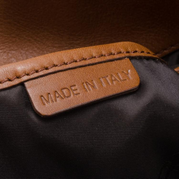 Pre Owned Burberry Tan Leather Studded Heart Bag 