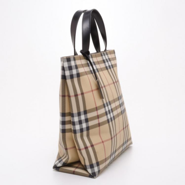 Pre Owned Burberry Nova Check North South Tote