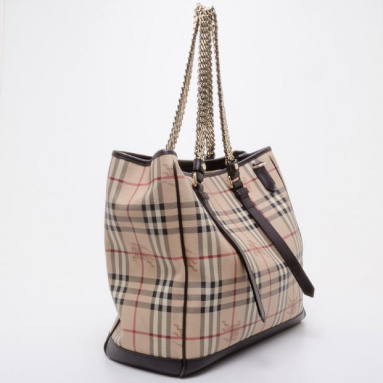 Pre Owned Burberry Haymarket Check Tote 