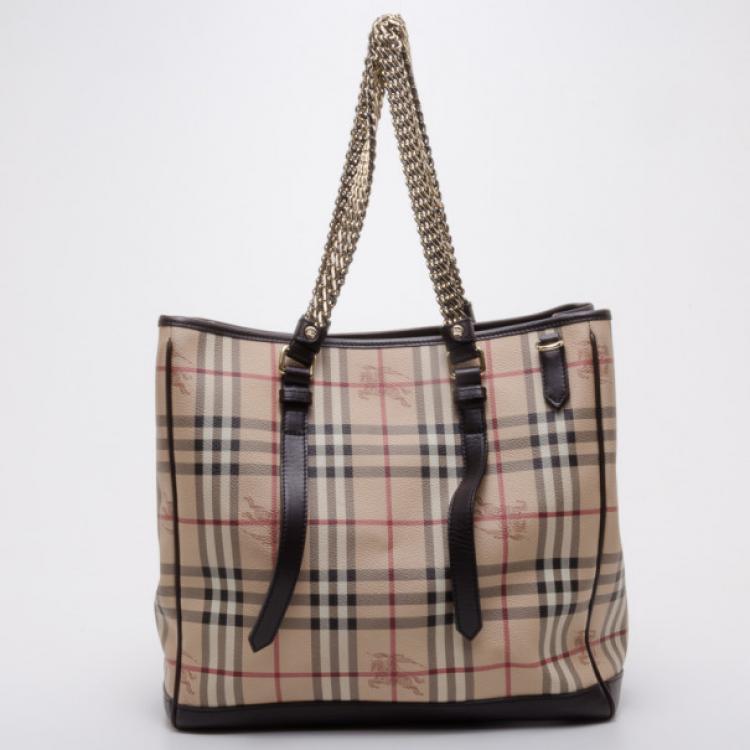 Pre Owned Burberry Haymarket Check Tote 