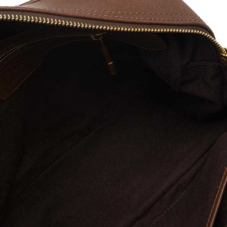 Pre Owned Burberry Brown Nova Check Canvas and Leather Ashbury Knight Satchel
